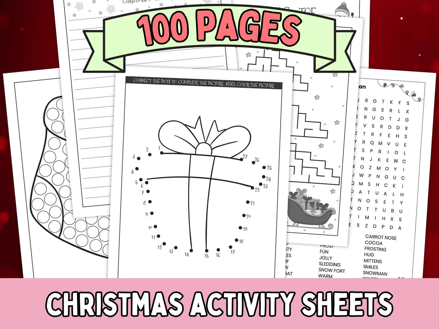 100 Pages of Christmas Kid Activity Sheets